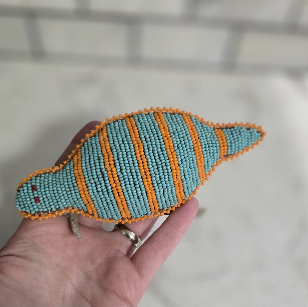 Plains Indian Hand beaded umbilical cord Style amulet